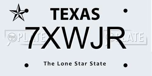 7XWJR Texas License Plate
