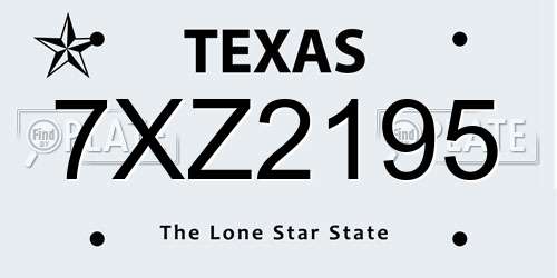 7XZ2195 Texas License Plate