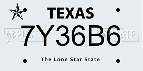 7Y36B6 Texas License Plate