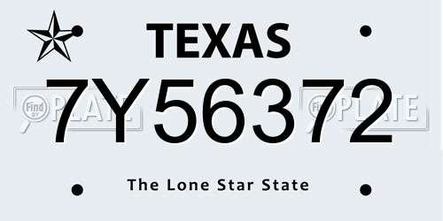 7Y56372 Texas License Plate