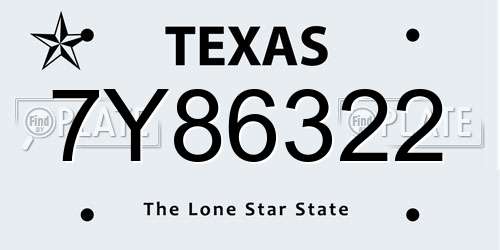 7Y86322 Texas License Plate