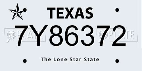 7Y86372 Texas License Plate