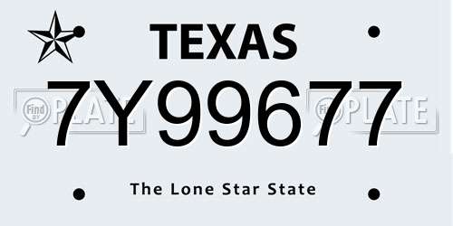 7Y99677 Texas License Plate
