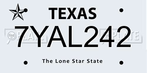 7YAL242 Texas License Plate