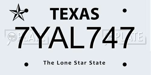 7YAL747 Texas License Plate