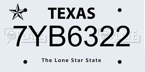 7YB6322 Texas License Plate
