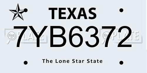 7YB6372 Texas License Plate