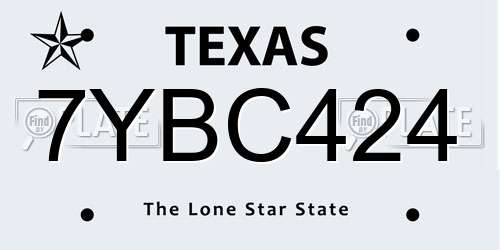 7YBC424 Texas License Plate