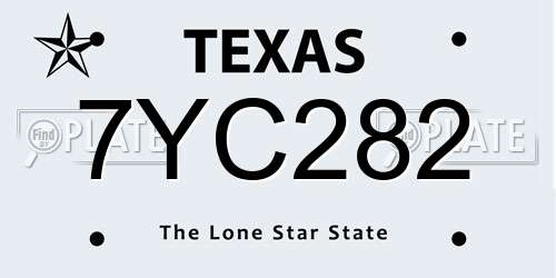 7YC282 Texas License Plate