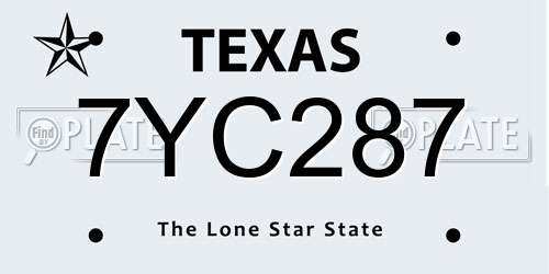 7YC287 Texas License Plate