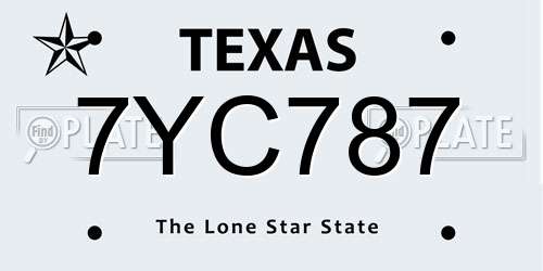 7YC787 Texas License Plate
