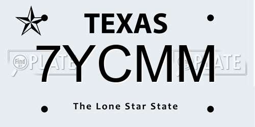7YCMM Texas License Plate