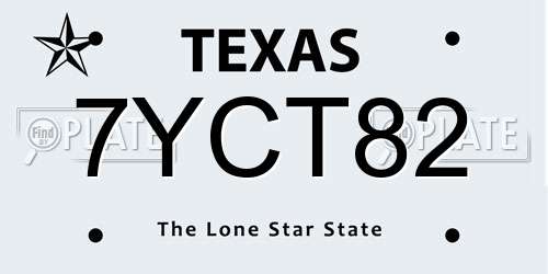 7YCT82 Texas License Plate