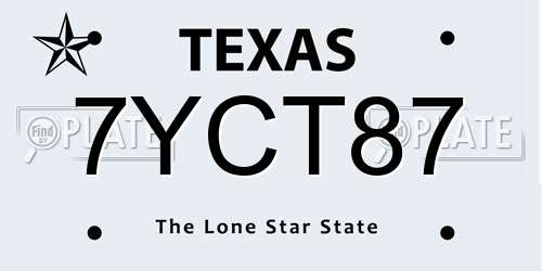 7YCT87 Texas License Plate