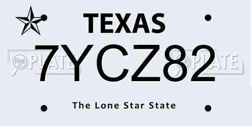 7YCZ82 Texas License Plate