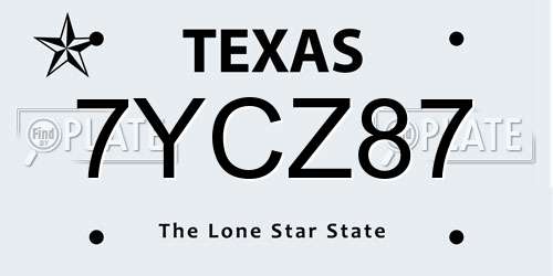 7YCZ87 Texas License Plate