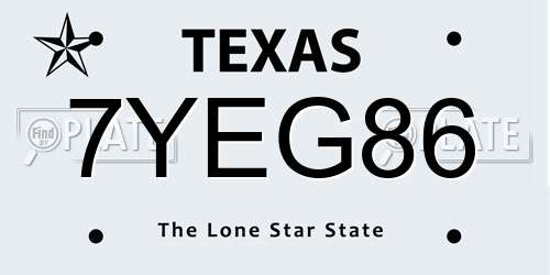 7YEG86 Texas License Plate