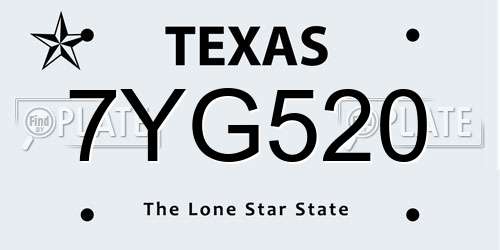7YG520 Texas License Plate