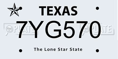 7YG570 Texas License Plate