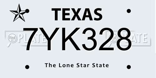 7YK328 Texas License Plate