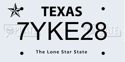 7YKE28 Texas License Plate