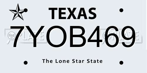 7YOB469 Texas License Plate