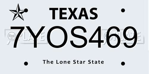 7YOS469 Texas License Plate