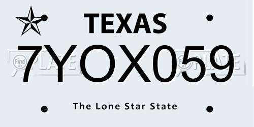 7YOX059 Texas License Plate
