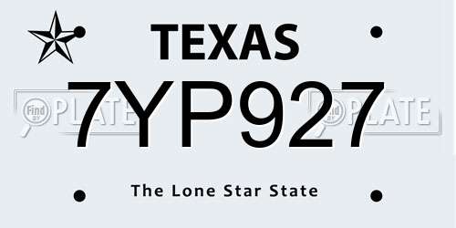 7YP927 Texas License Plate