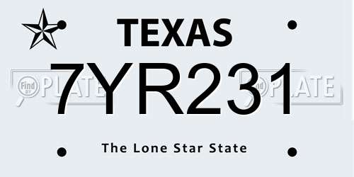 7YR231 Texas License Plate
