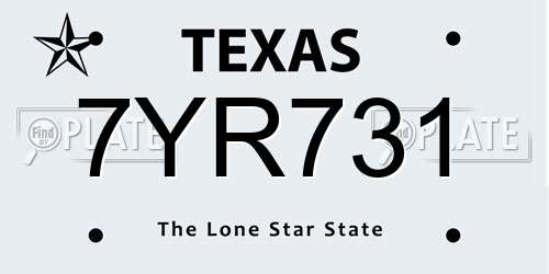 7YR731 Texas License Plate