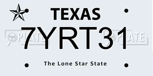7YRT31 Texas License Plate