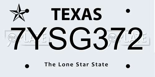 7YSG372 Texas License Plate