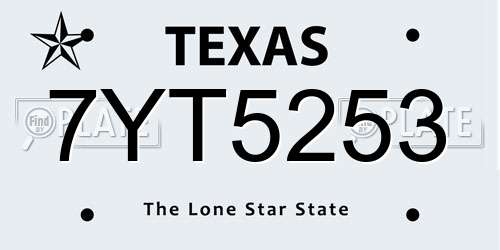7YT5253 Texas License Plate