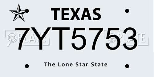 7YT5753 Texas License Plate
