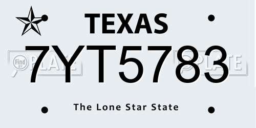 7YT5783 Texas License Plate