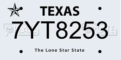 7YT8253 Texas License Plate