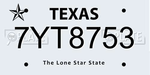 7YT8753 Texas License Plate