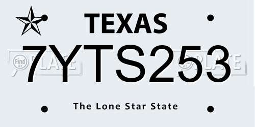 7YTS253 Texas License Plate