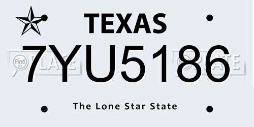 7YU5186 Texas License Plate