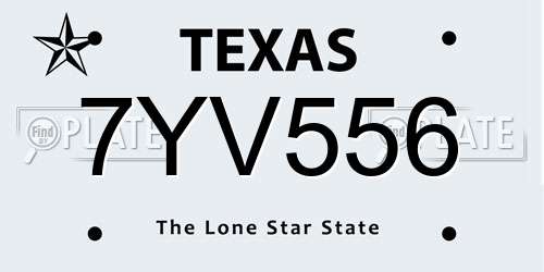 7YV556 Texas License Plate