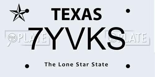 7YVKS Texas License Plate