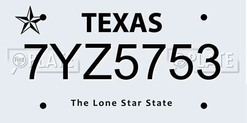 7YZ5753 Texas License Plate