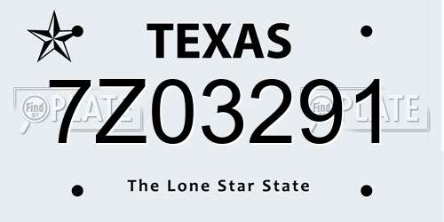 7Z03291 Texas License Plate