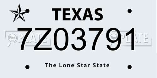 7Z03791 Texas License Plate
