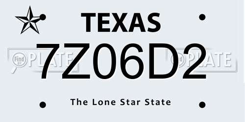 7Z06D2 Texas License Plate