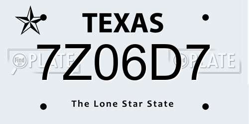 7Z06D7 Texas License Plate