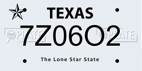 7Z06O2 Texas License Plate