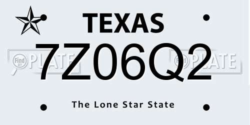 7Z06Q2 Texas License Plate