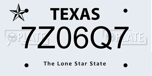 7Z06Q7 Texas License Plate